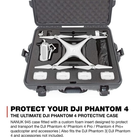 Maletín Rígido IP67 para DJI PHANTOM 4 – Color Grafito – NANUK-945